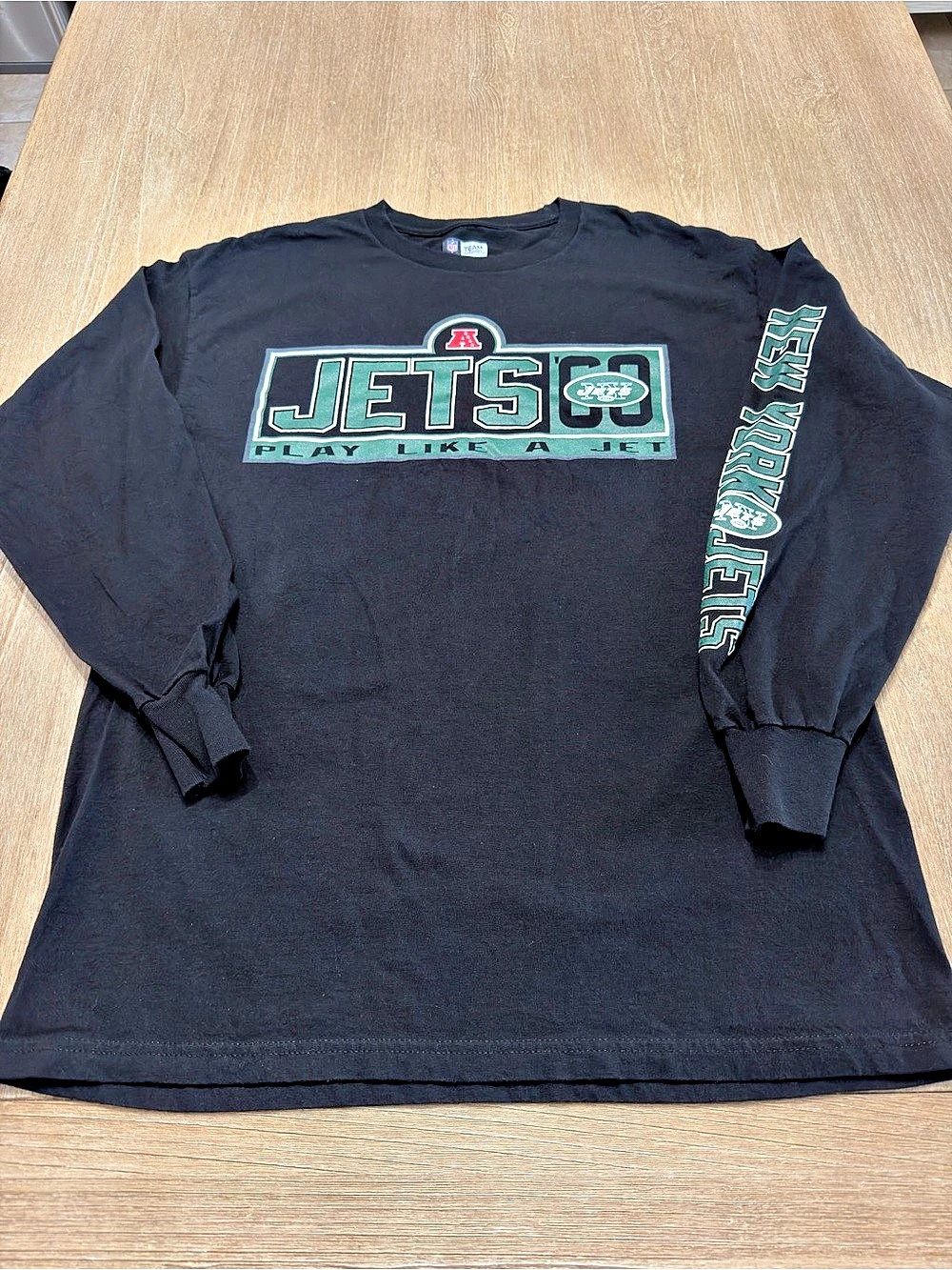 NFL Team Apparel New York Jets long sleeve tee Black & Green Men's Size Large